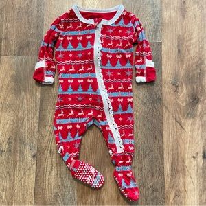 Kickee Pants 0/3 months Christmas ruffle girls pajamas sleeper